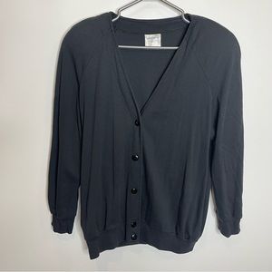 Vtg Weekenders Black Oversized Button V-Neck Cardigan Large